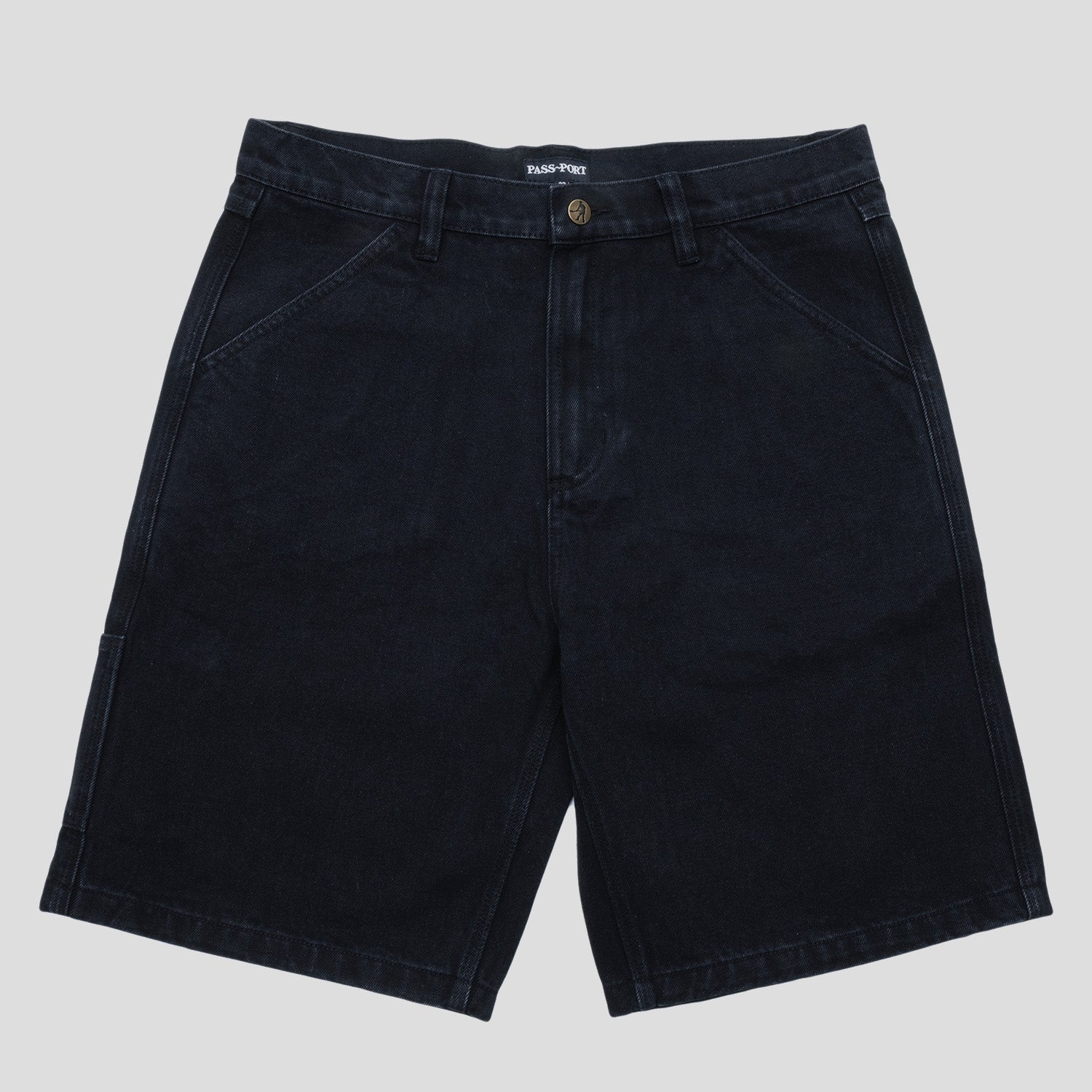 Pass~Port Workers Club Denim Short - Washed Black / Black Stitch