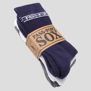 Pass~Port Hi Sox 3-Pack - Navy / White / Grey