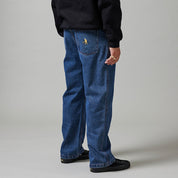 Pass~Port Workers Club Denim Jean - Washed Dark Indigo / Maroon Stitch