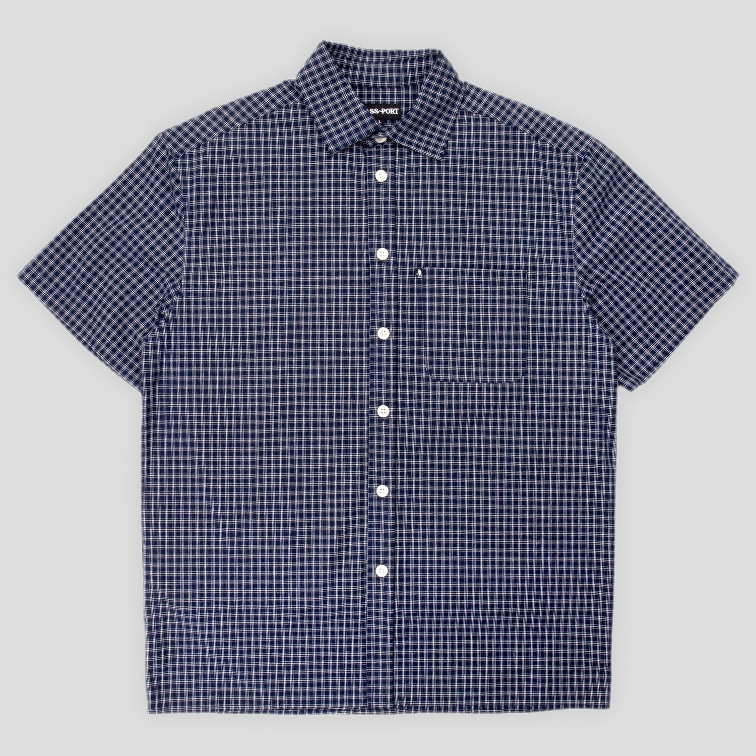 Pass~Port Workers Check Shirt Short-Sleeve - Navy