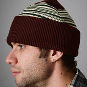 Pass~Port Striped Organic Knit Beanie - Choc