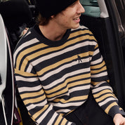 Pass~Port Striped Organic Knit Sweater - Grey