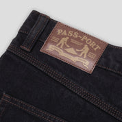 Pass~Port Workers Club Denim Jean - Washed Black / Brown Stitch