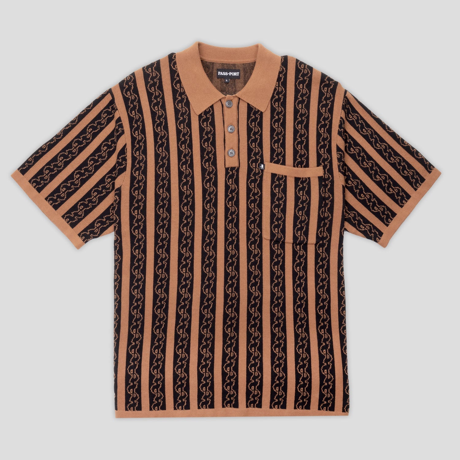 Pass~Port Pattoned Knit Polo - Caramel