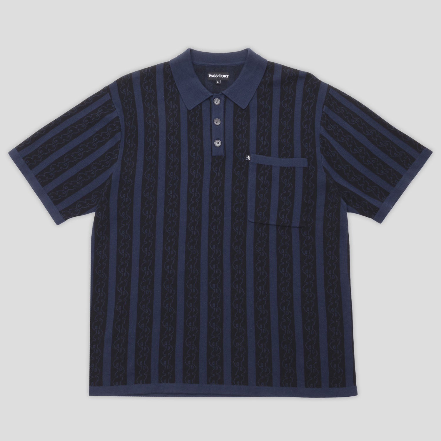 Pass~Port Pattoned Knit Polo - Navy