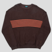 Pass~Port Organic Cotton Stripe Knit Sweater - Choc / Orange