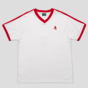 Pass~Port Workers Stripe Organic Cotton Jersey - White / Red