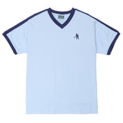 Pass~Port Workers Stripe Organic Cotton Jersey - Sky Blue