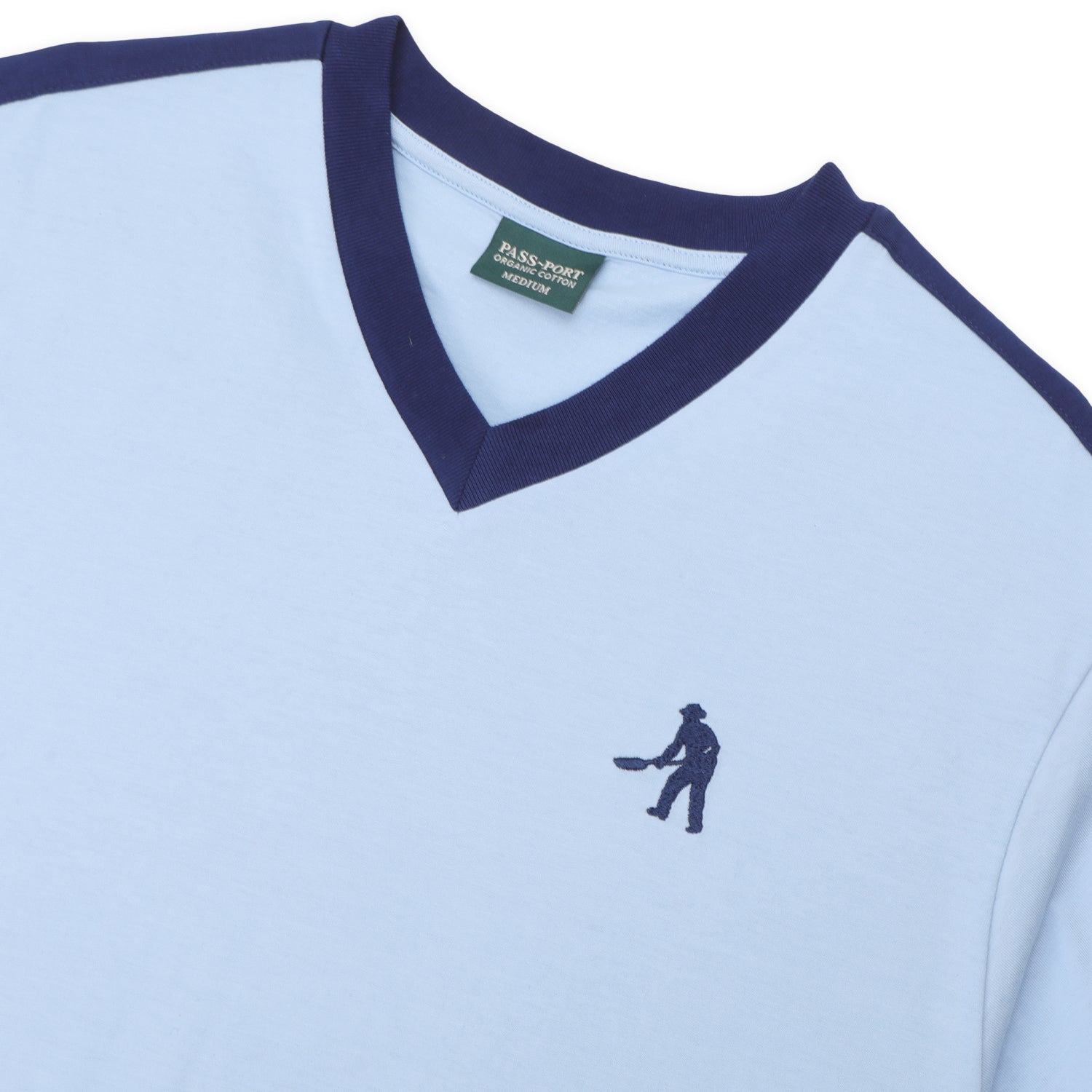 Pass~Port Workers Stripe Organic Cotton Jersey - Sky Blue