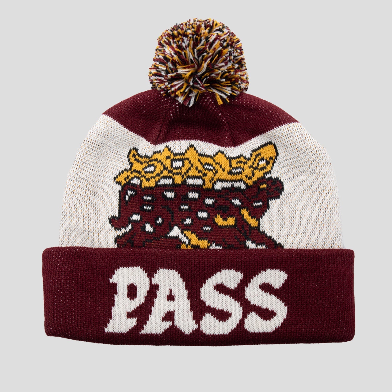 Pass~Port Antler Pom Beanie - Maroon / Cream