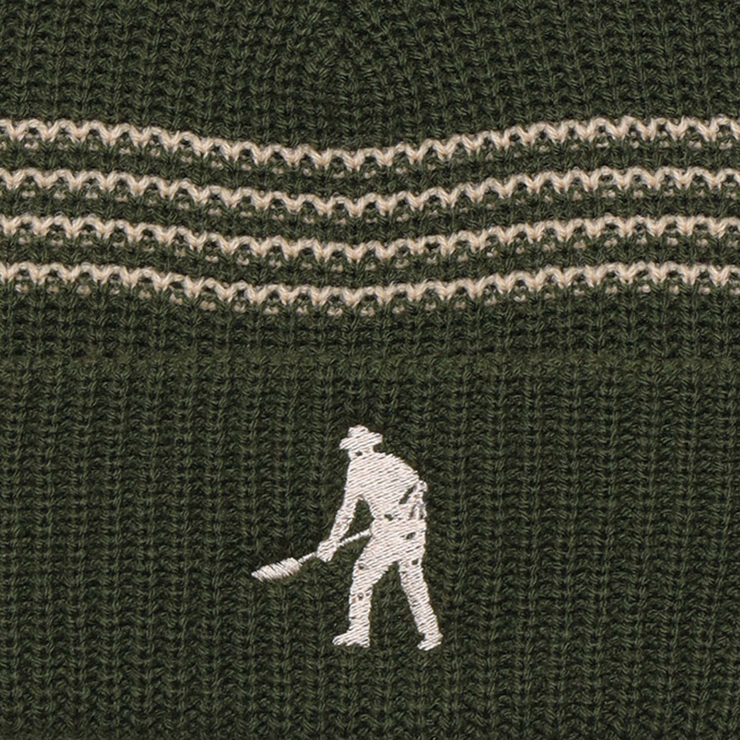 Pass~Port Digger Striped Knit Beanie - Olive / Cream