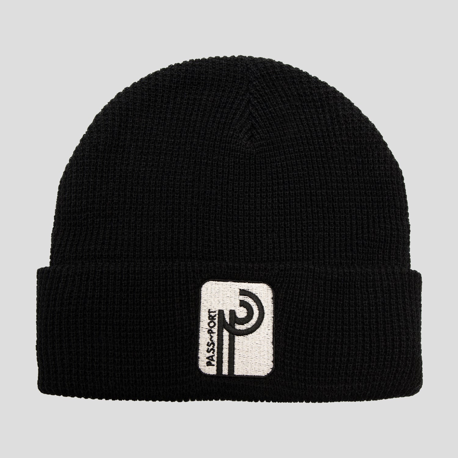 Pass~Port Long Con Waffle Knit Beanie - Black