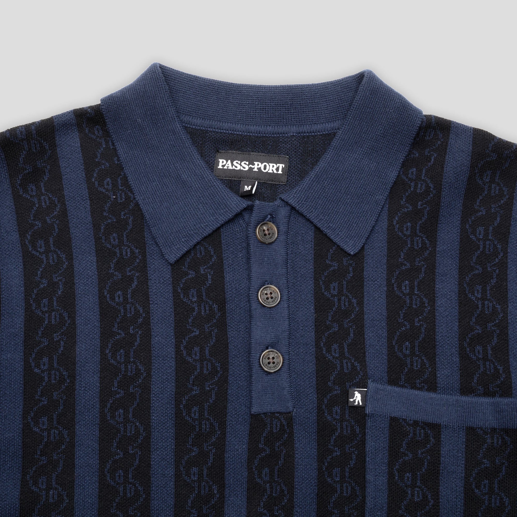 Pass~Port Pattoned Knit Polo - Navy