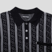 Pass~Port Pattoned Knit Polo - Black