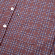 Pass~Port Workers Check Shirt Short-Sleeve -Burgundy/Navy