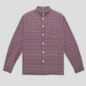 Pass~Port Workers Check Shirt Long-Sleeve - Burgundy/Navy