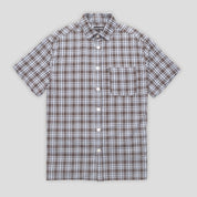 Pass~Port Workers Check Shirt Short-Sleeve - Choc/Blue