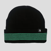 Pass~Port Organic Cotton Stripe Knit Beanie - Black / Green
