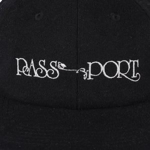 Pass~Port Stem Logo Woollen Casual Cap - Black