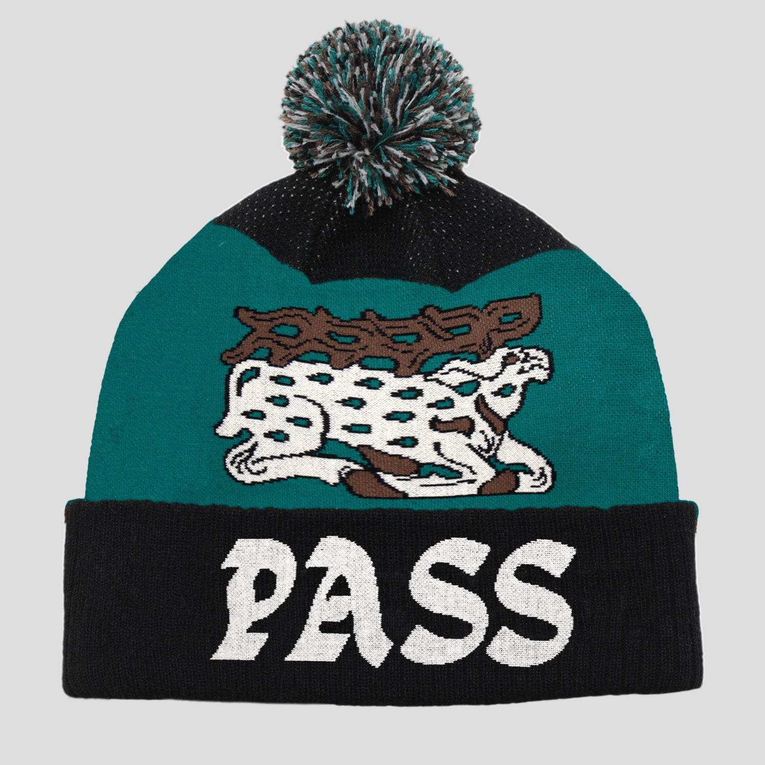 Pass~Port Antler Pom Beanie - Black / Teal