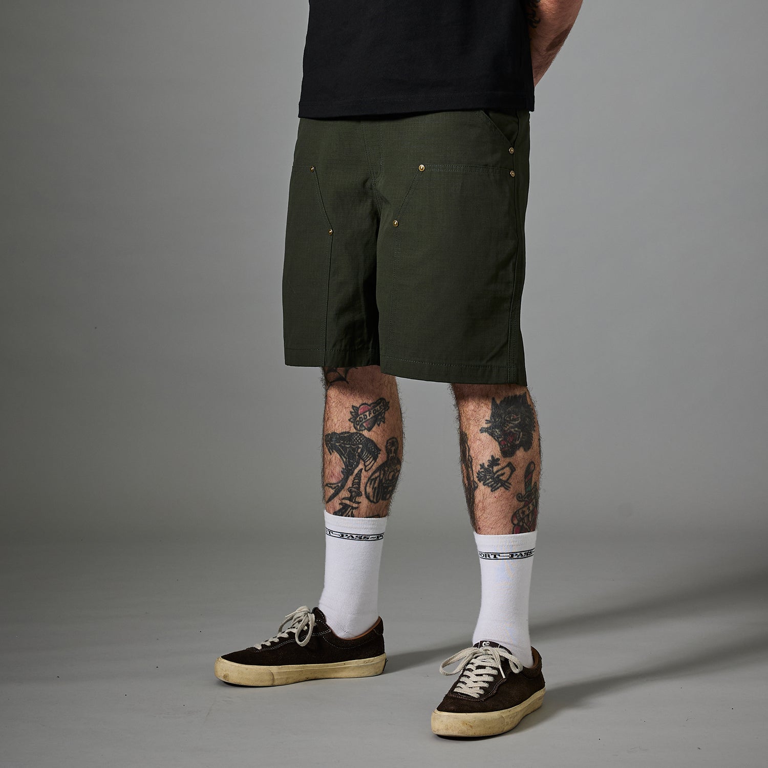 Pass~Port Ripstop Double Knee Diggers Club Short - Dark Green