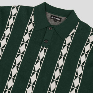 Labour Knitted Longsleeve Polo (Forest Green)