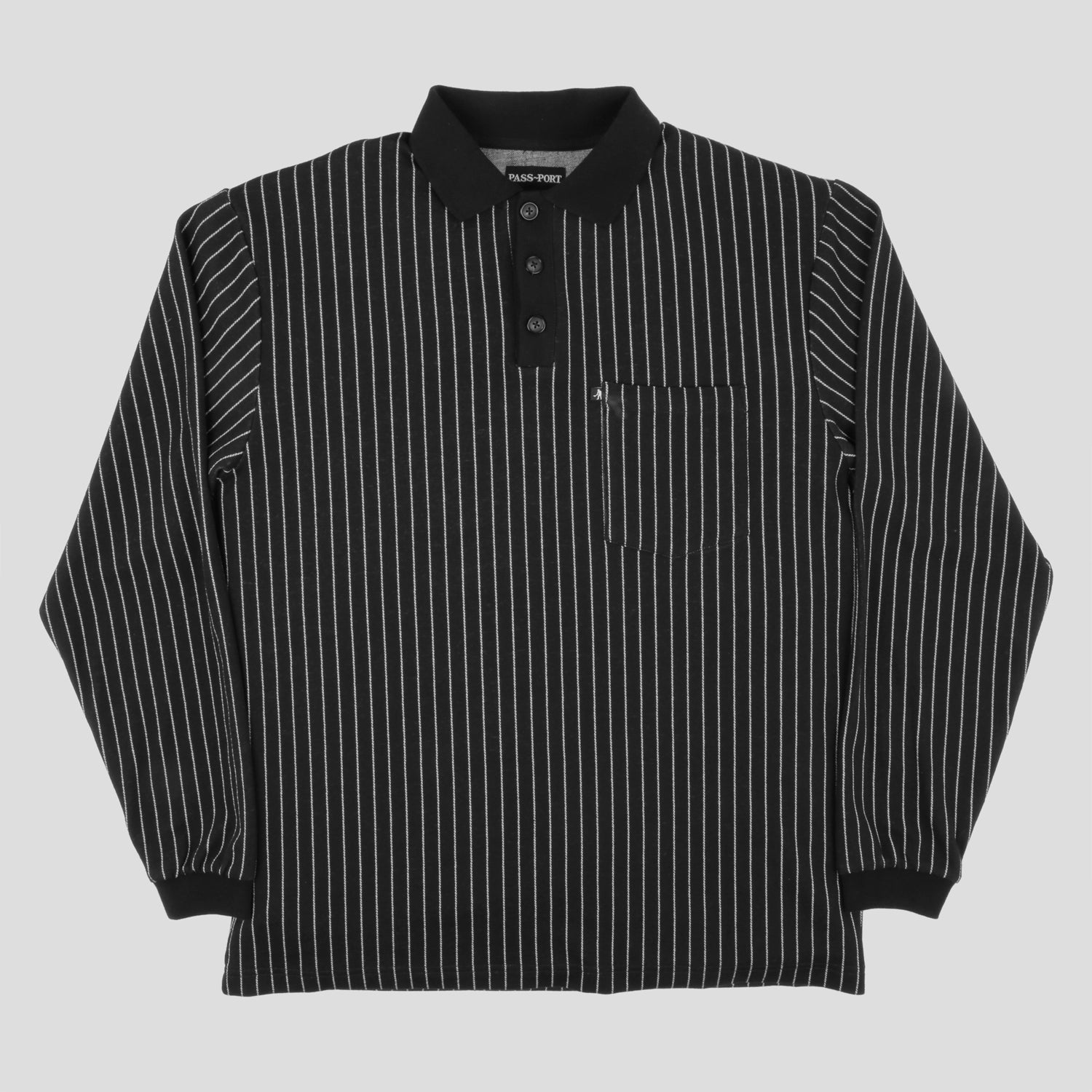 Stripe Polo Longsleeve (Black)