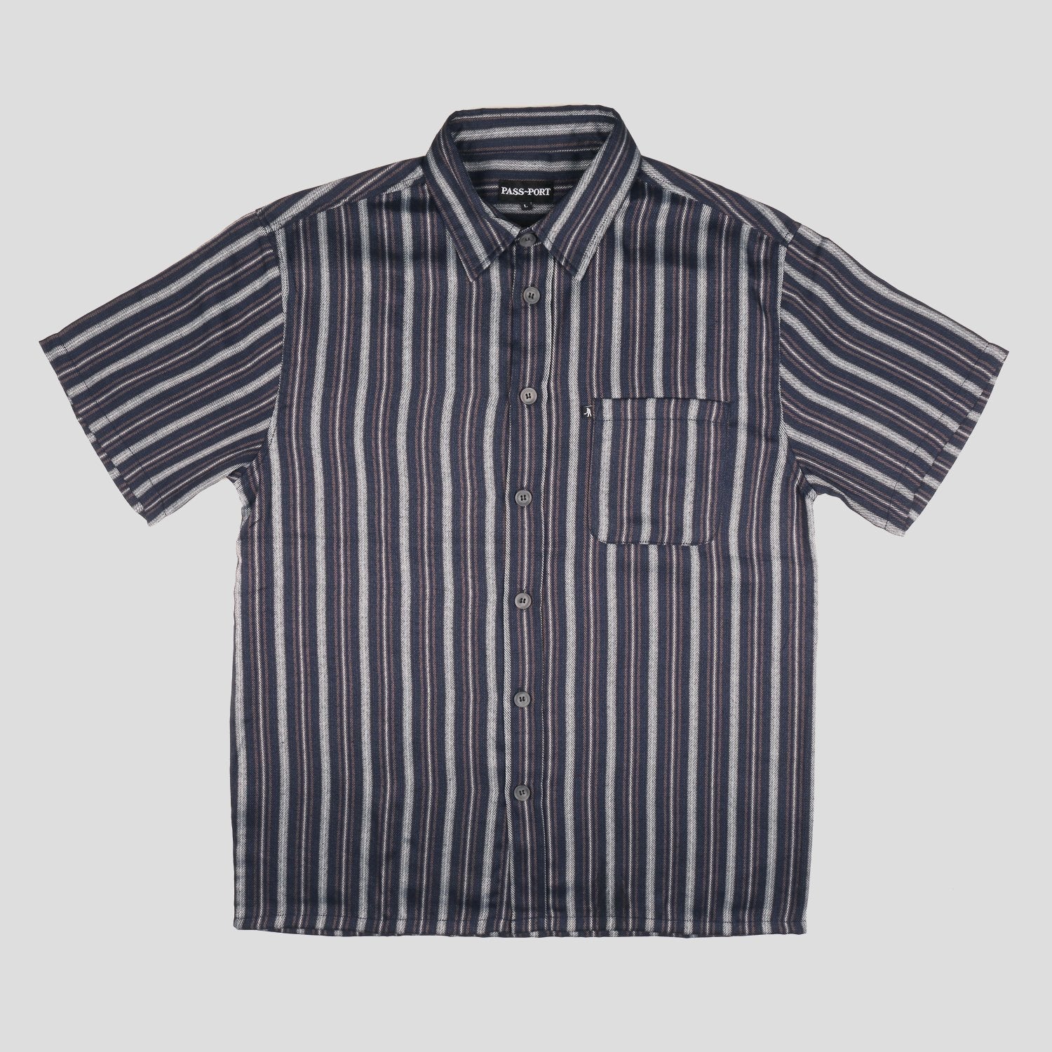 Workers Stripe Shirts - Shortsleeve (Navy)