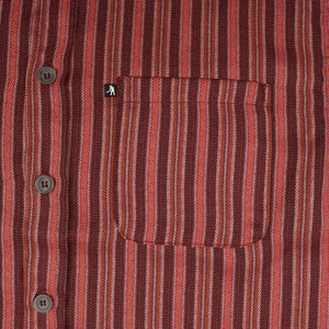 Workers Stripe Shirts - Shortsleeve (Burgundy)
